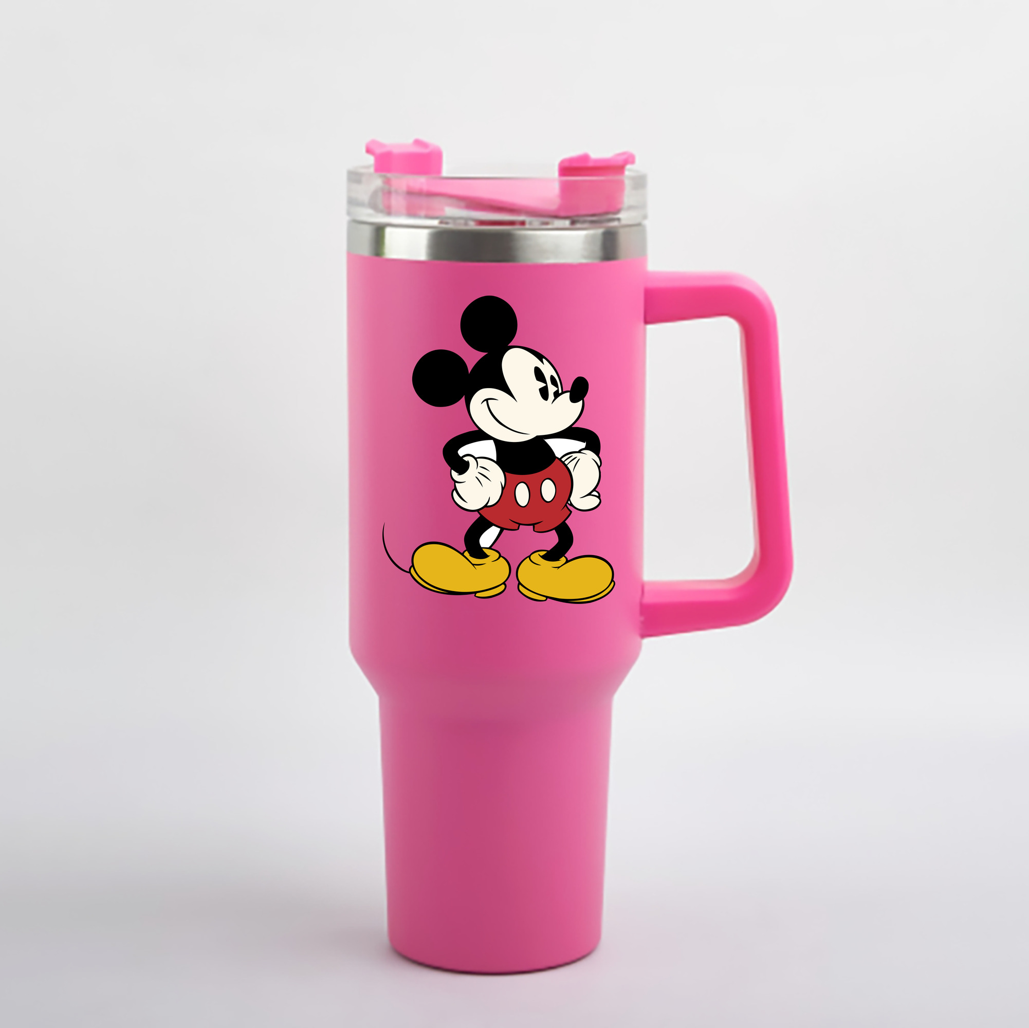 （画像用） ミッキーマウス Mickey Mouse 1200mL車用タンブラー - クリスタルステッカー（プラスチックストロー付き）